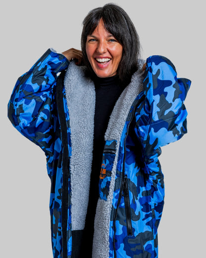 Blue Camo Change Robe with Grey Fleece - Set Robe