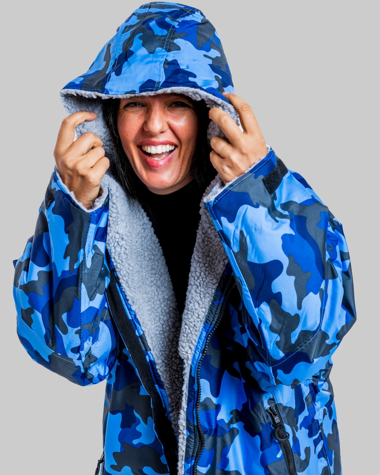 Blue Camo Change Robe with Grey Fleece - Set Robe