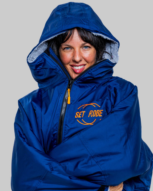 Blue Change Robe with Grey Fleece - Set Robe