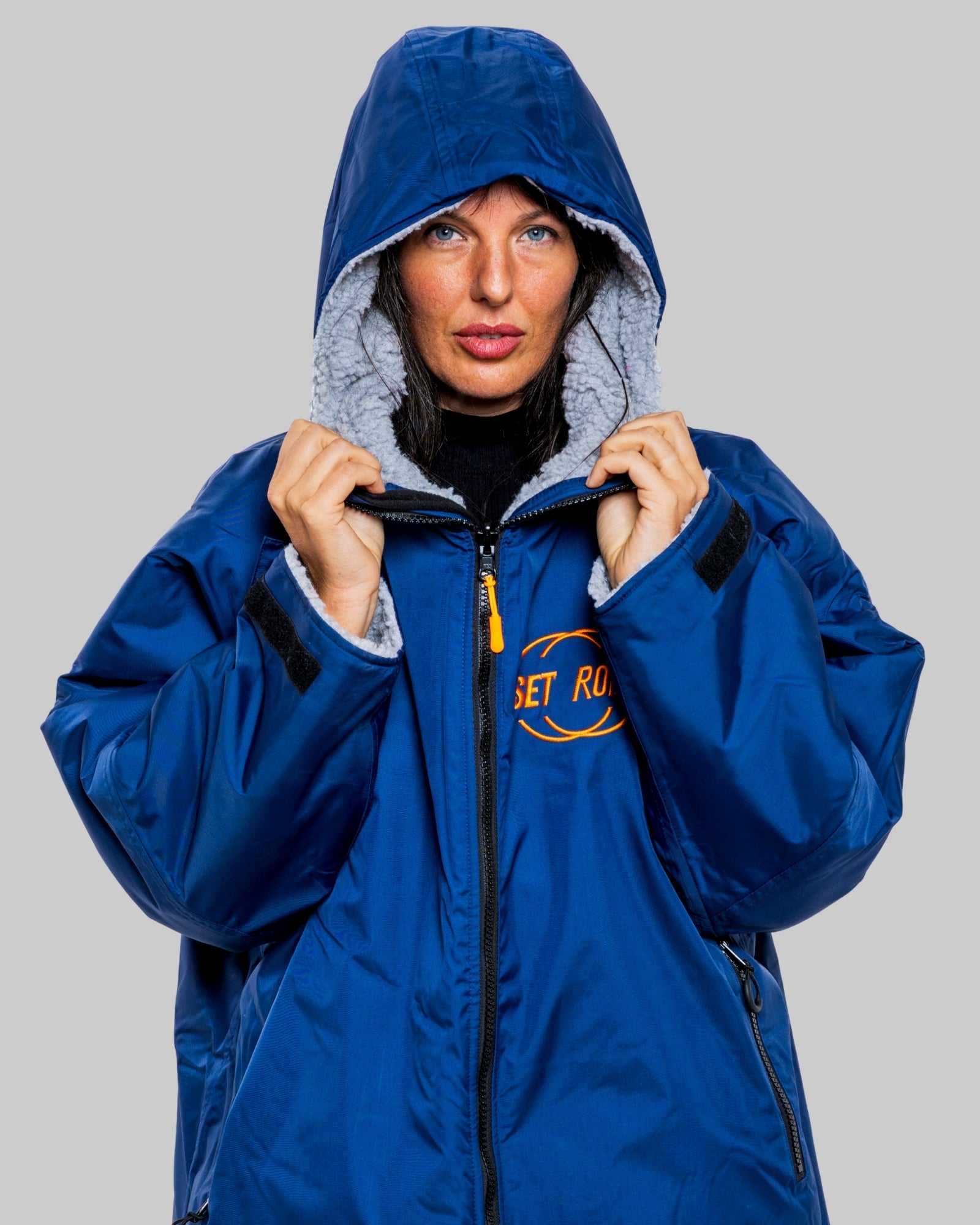 Blue Change Robe with Grey Fleece - Set Robe
