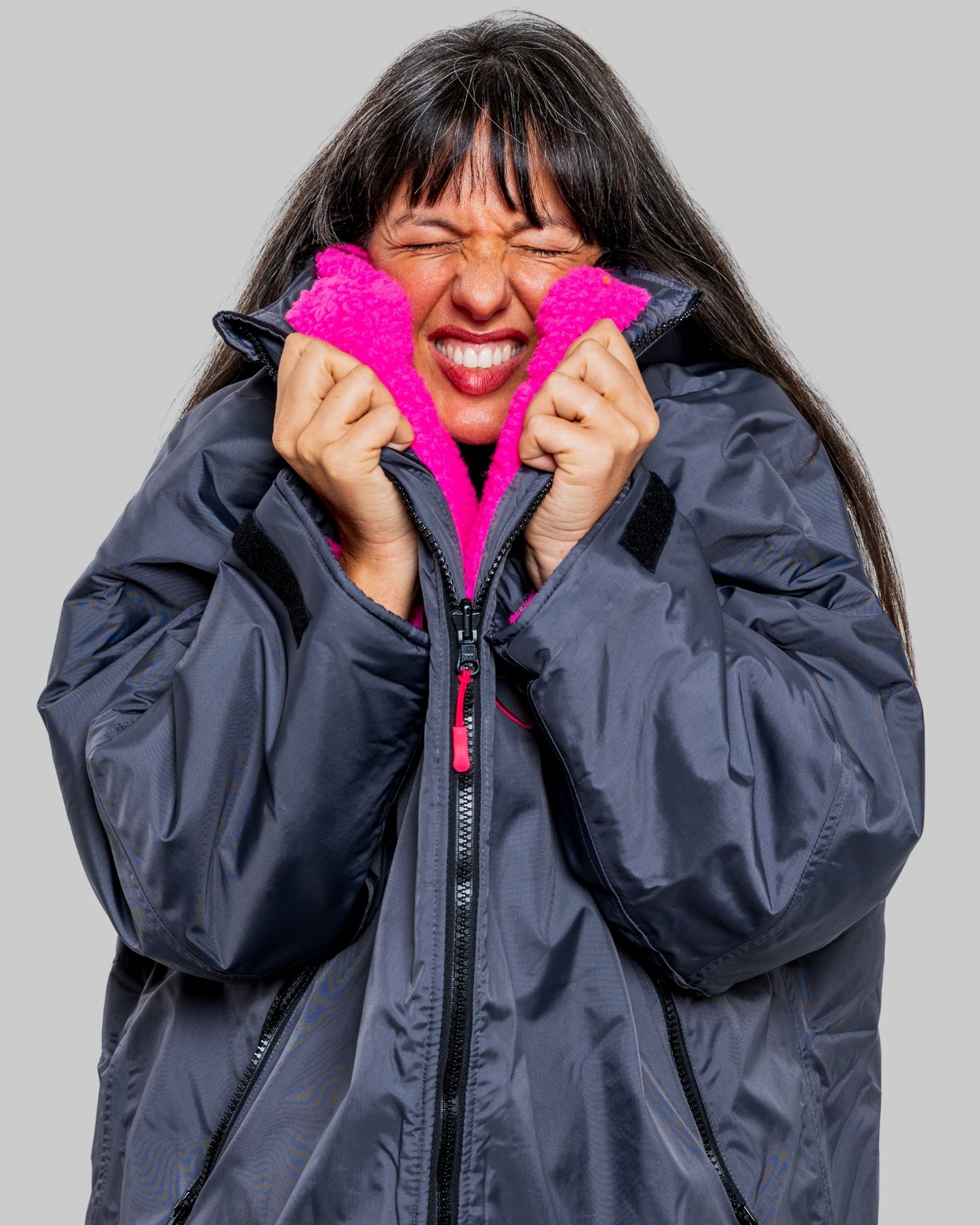 RR Country Grey Change Robe with Pink Fleece - Country