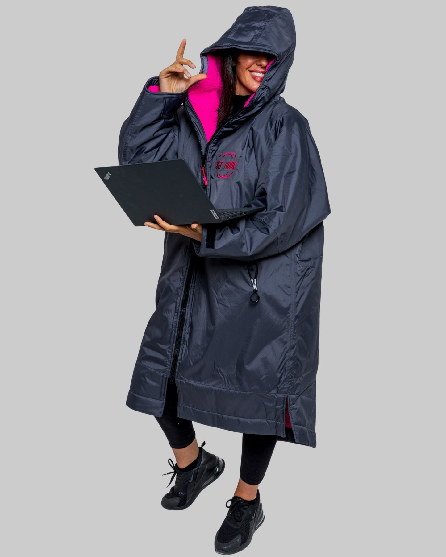 RR Country Grey Change Robe with Pink Fleece - Country