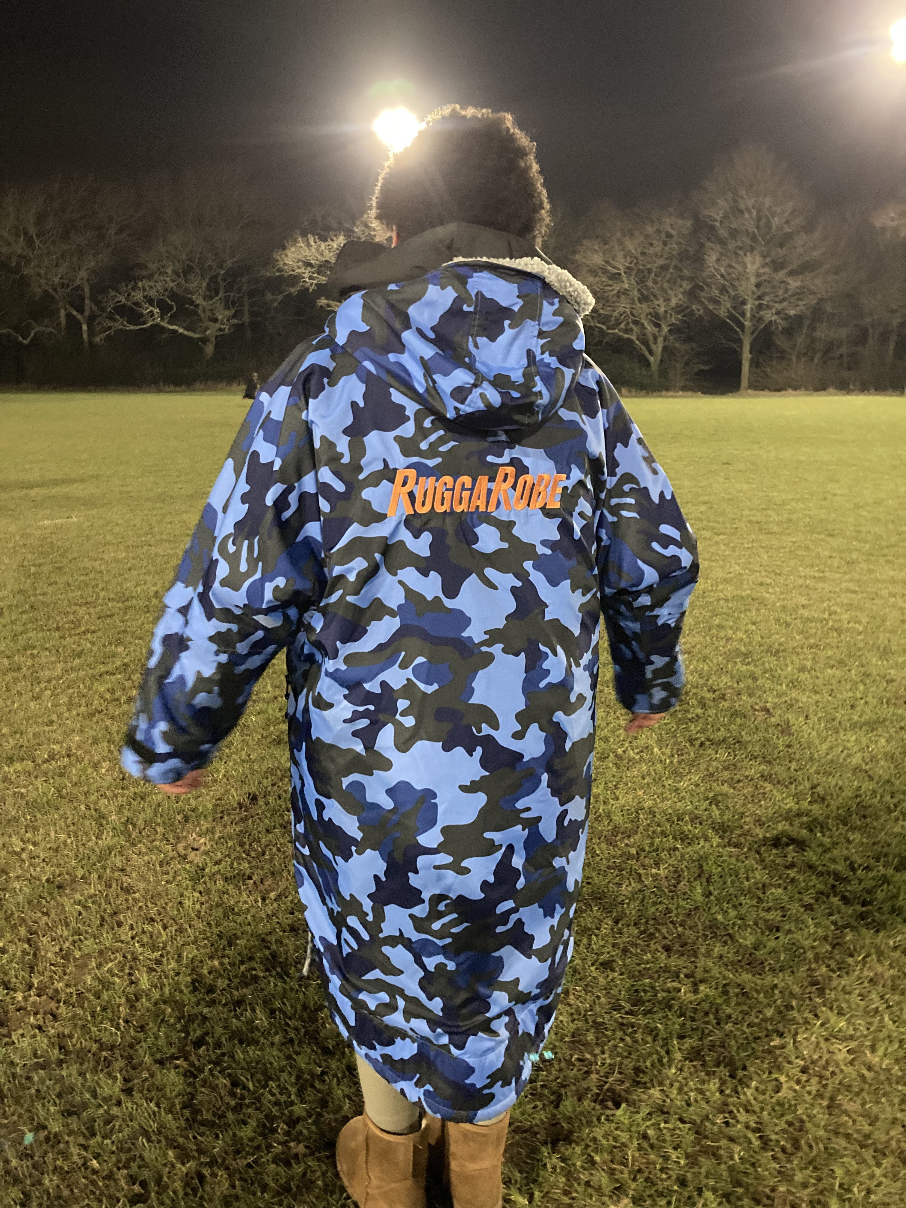 Blue Camo Change Robe with Grey Fleece  - Wolfrun