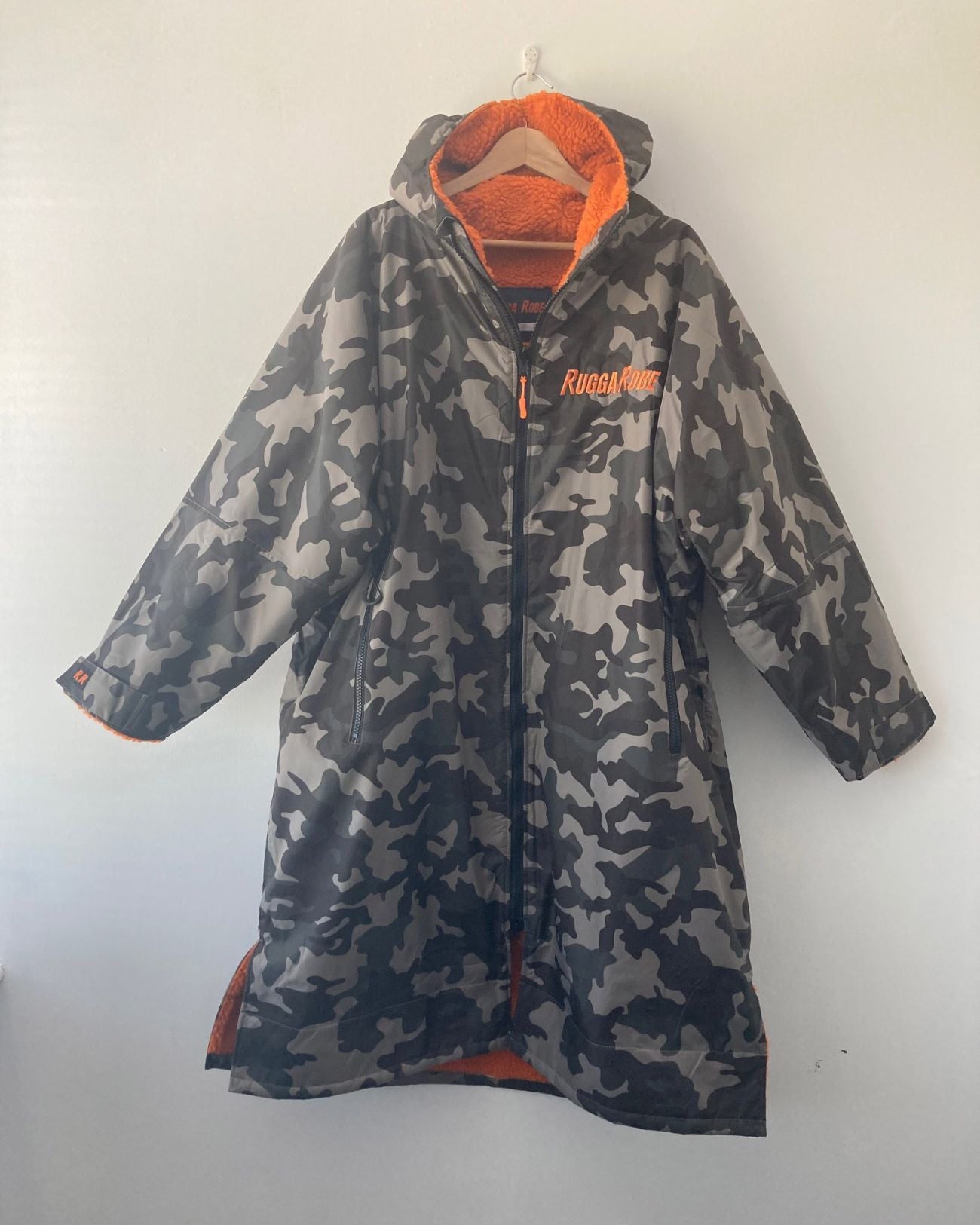 Grey Camo Change Robe with Orange Fleece  - Wolfrun