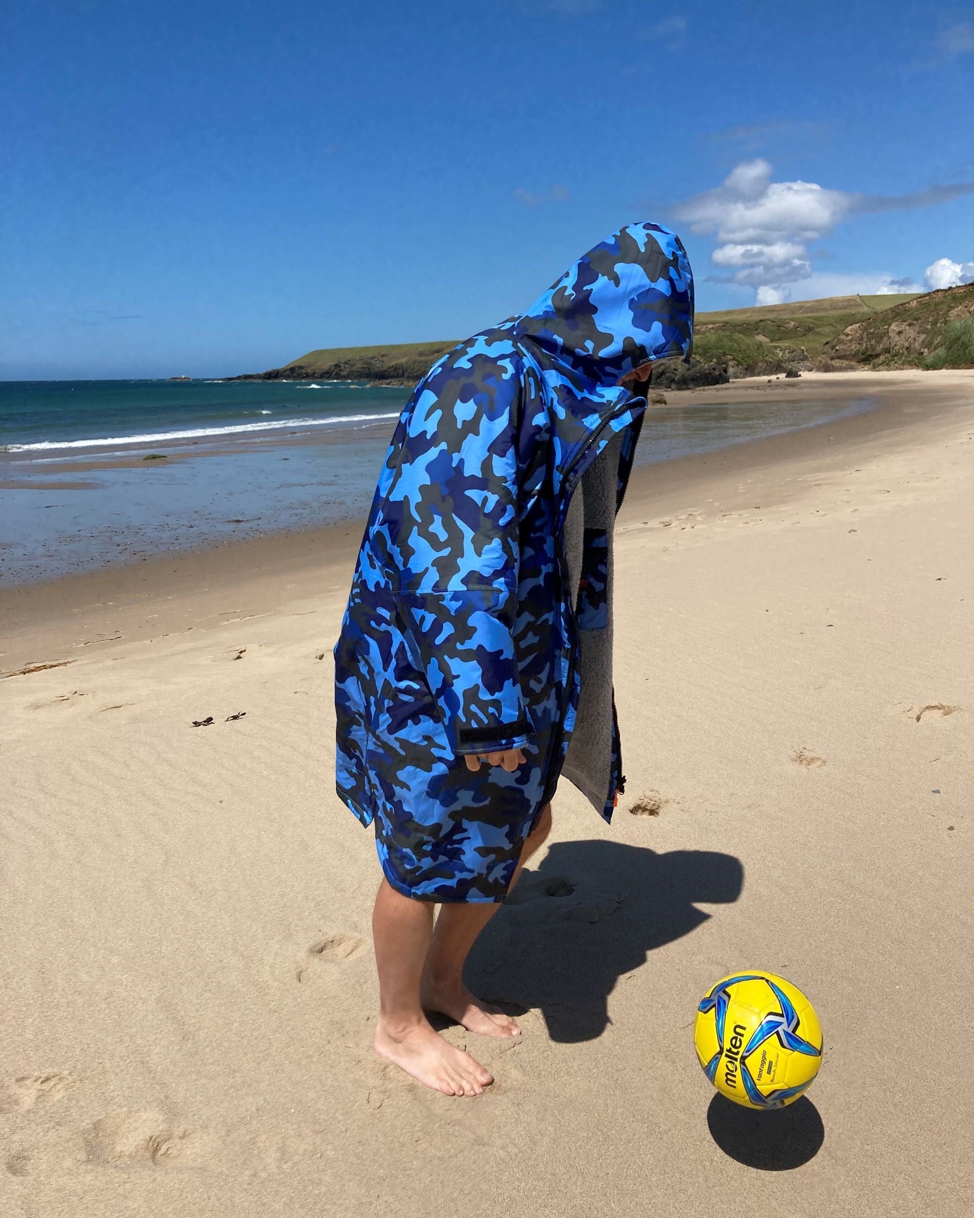 Blue Camo Change Robe with Grey Fleece  - Wolfrun