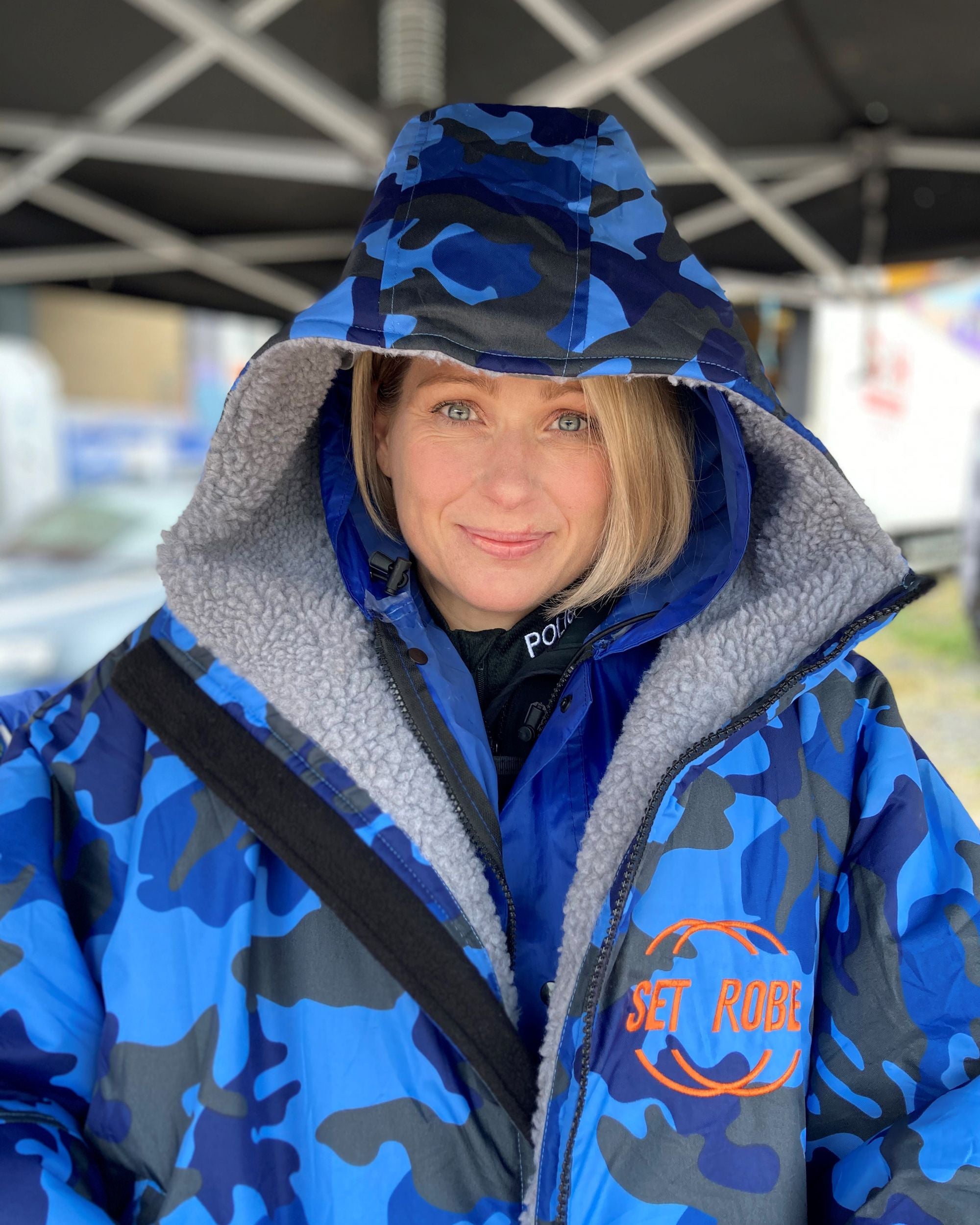 Blue Camo Change Robe with Grey Fleece - Set Robe