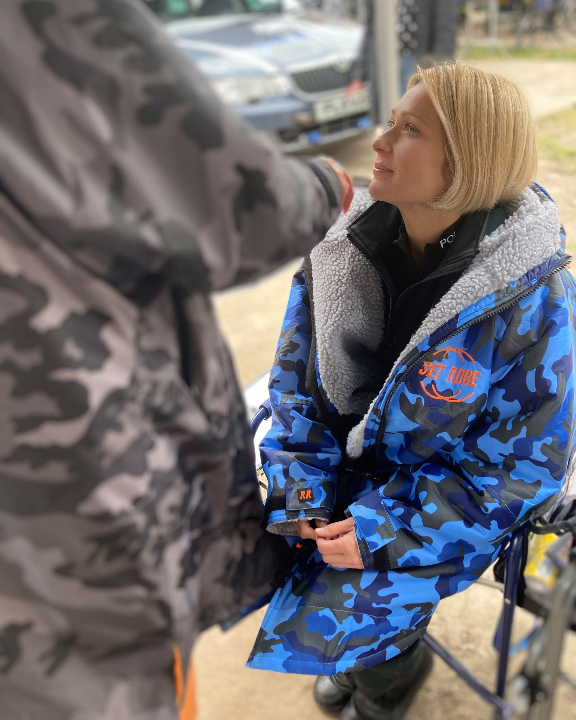 Blue Camo Change Robe with Grey Fleece - Set Robe